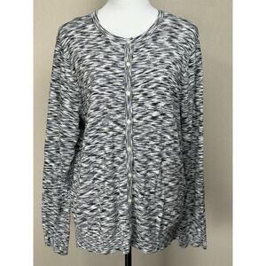 NWT LOFT Outlet Cardigan Black White Women’s XL  Button Up Lightweight